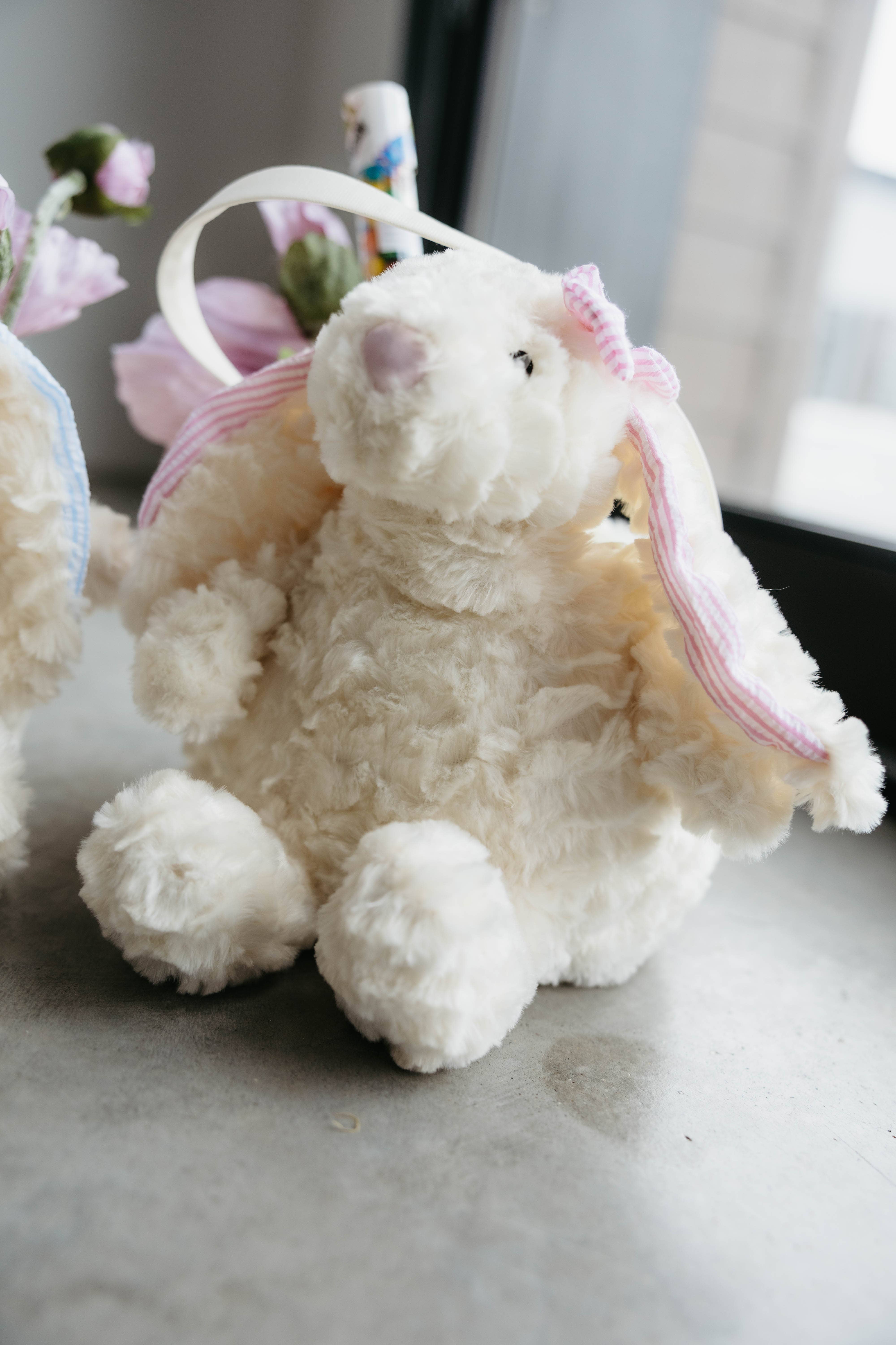 The Petting Zoo - Wholesale Stuffed/Plush Toy - Kids & Baby - Spring Easter Bunny Basket Assortment Cream Pink, Cream Blue1