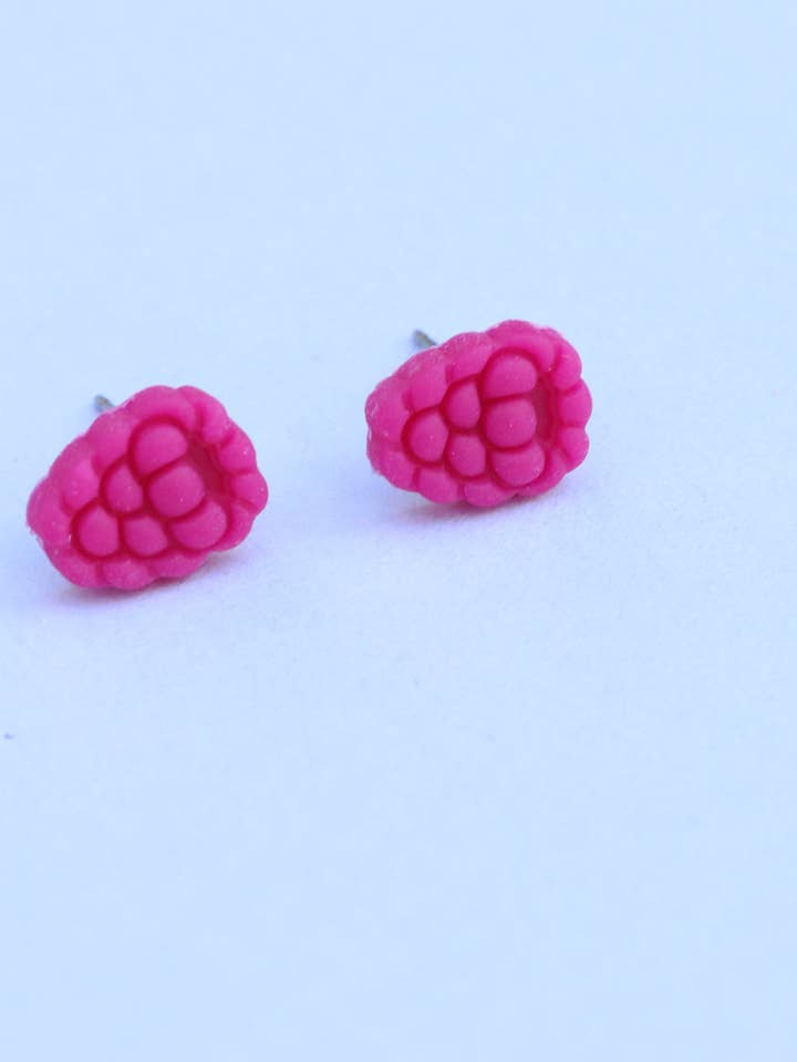 Tiny Raspberry Studs for wholesale by Lily and Sparrow Clay