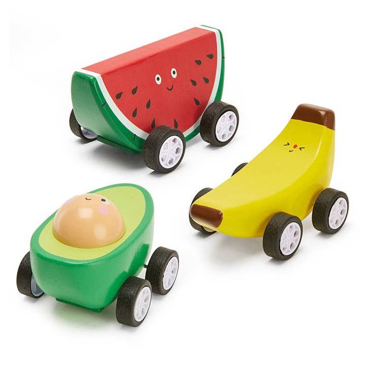 Kikkerland Design Inc - Wholesale Toy Car/Truck - Kids - Fruit-Fun Pullback Cars
