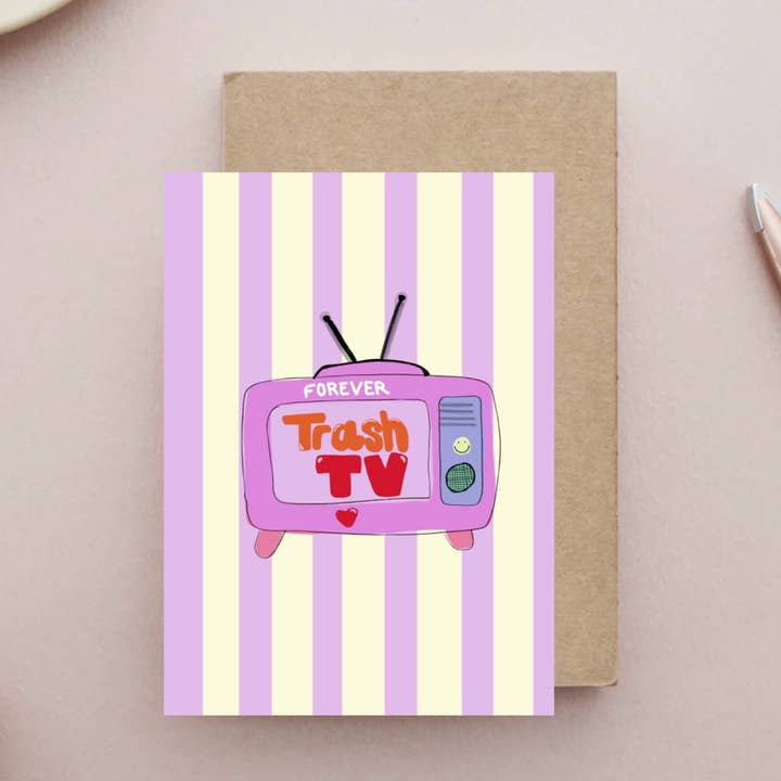 Postcard * Trash TV forever * for wholesale by Ute Arnold / Hej.Ibiza