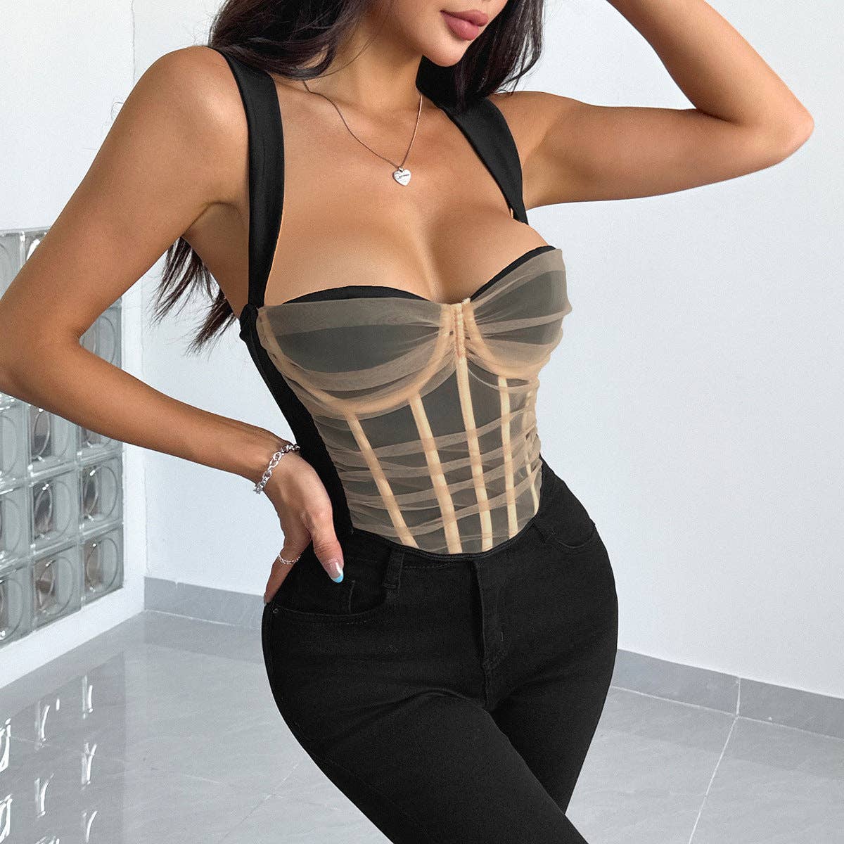 Marayn - Wholesale Corset - Women's - Mesh Corset Top Edgy Sexy  Bold10