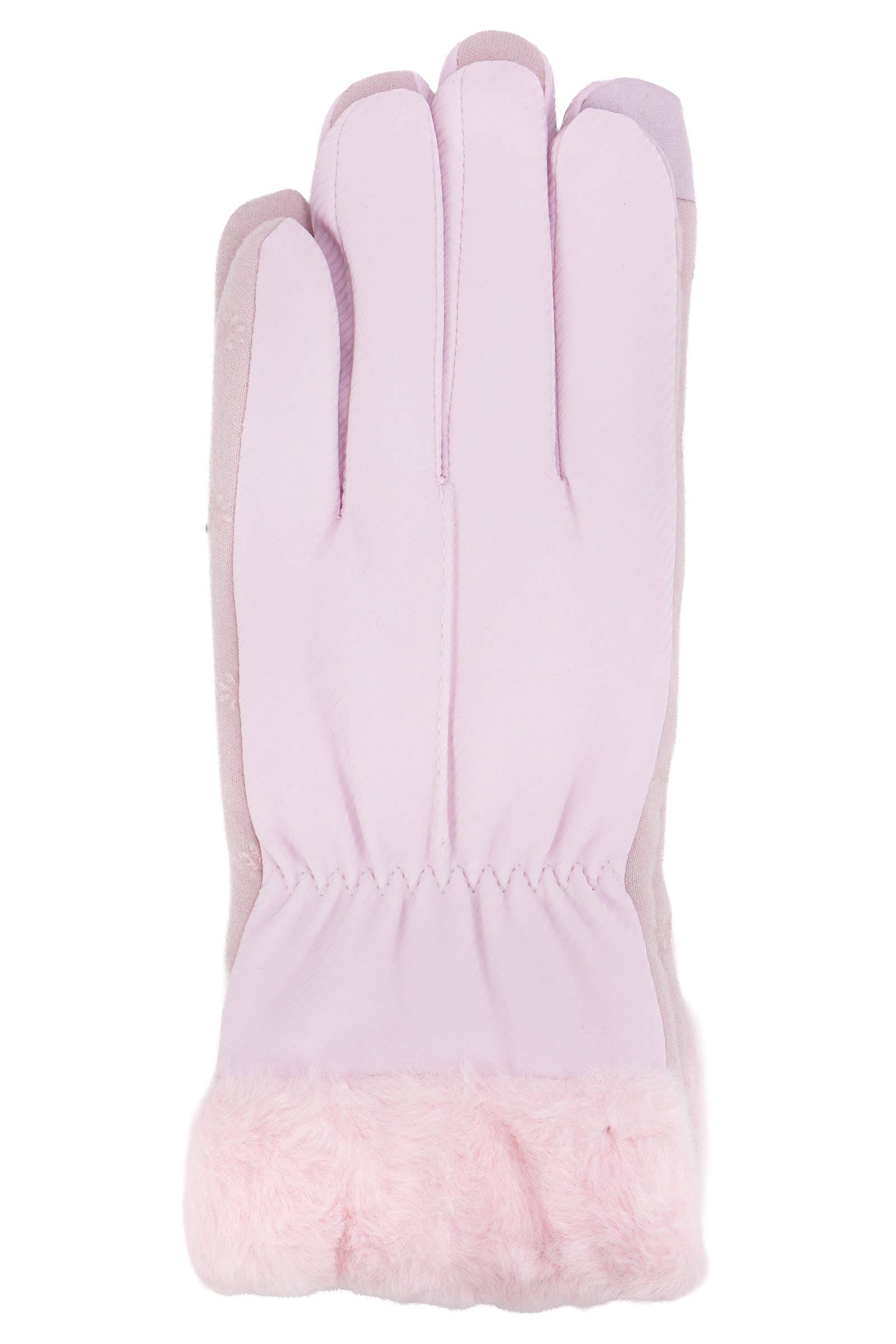 ASSORTED Snowflake Beaded Palm Faux Fur Cuffed Gloves for wholesale on Faire5