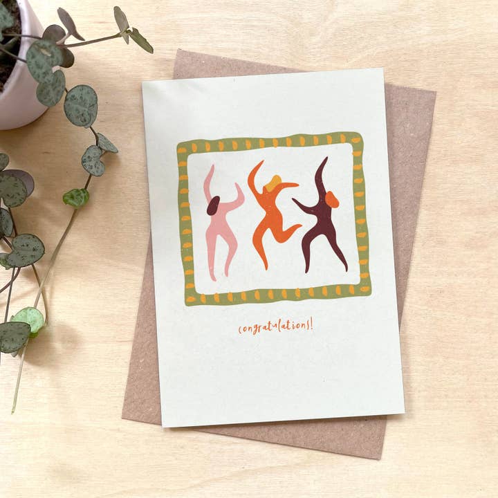 Carte de danse "Félicitations" en gobelet de café recyclé pour la vente par Coffee Cup Cards