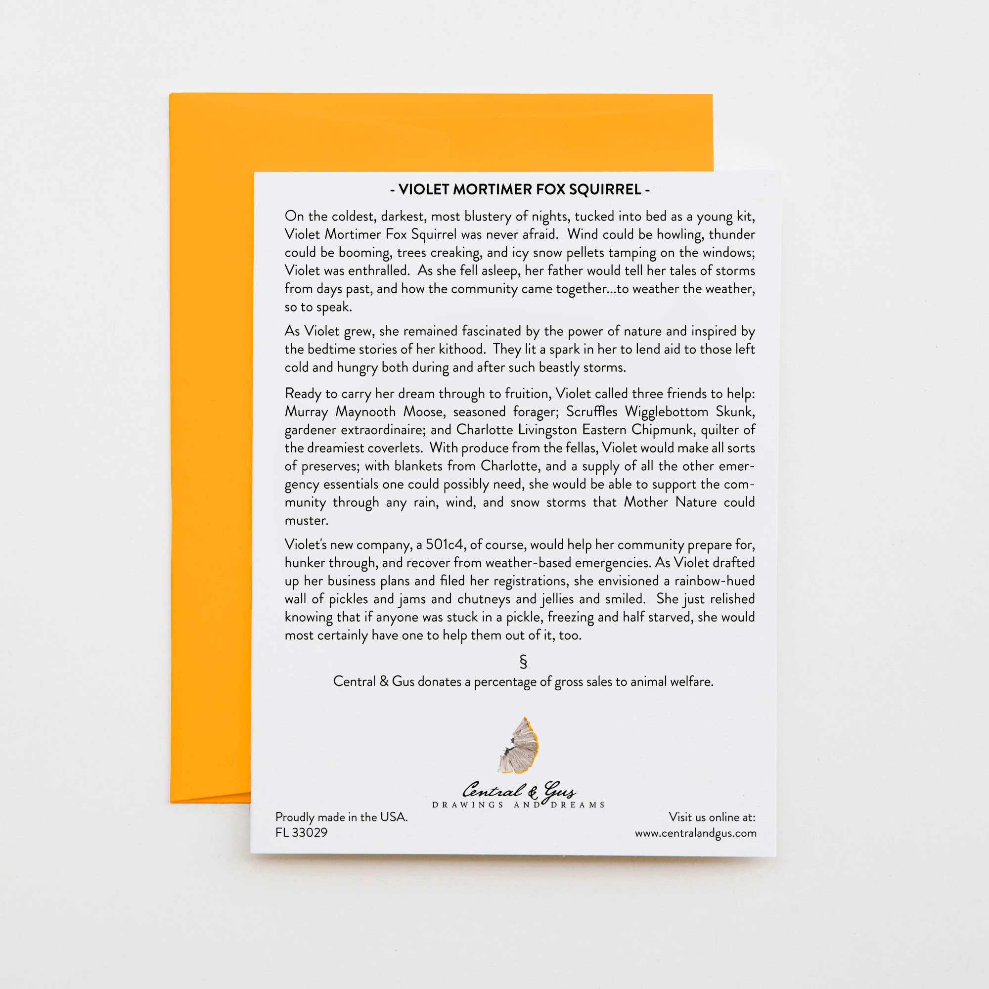 Central & Gus - Vente Carte de vœux classique - Carte de notes écureuil renard Violet Mortimer1