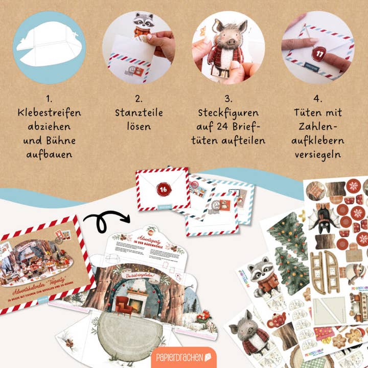 Papierdrachen - Wholesale Advent Calendar - Advent Calendar – Tea Party Forest Animals2