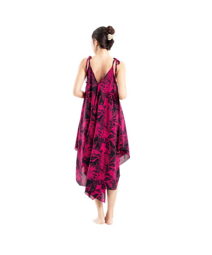 DK Hawaii - Wholesale Dress - Women's - Tropical Floral and Leaves Print Summer Boho Dress2