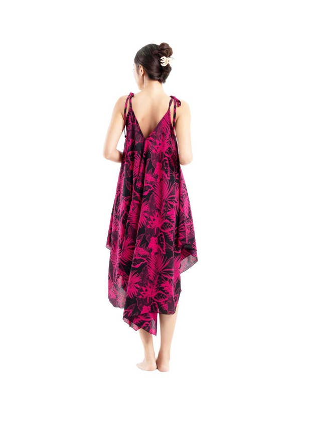 DK Hawaii - Wholesale Dress - Women's - Tropical Floral and Leaves Print Summer Boho Dress2