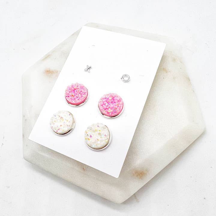 Baubles by B - Wholesale Jewelry Set - XO Sweetheart Stud Earring Druzy Trio Valentines Day6