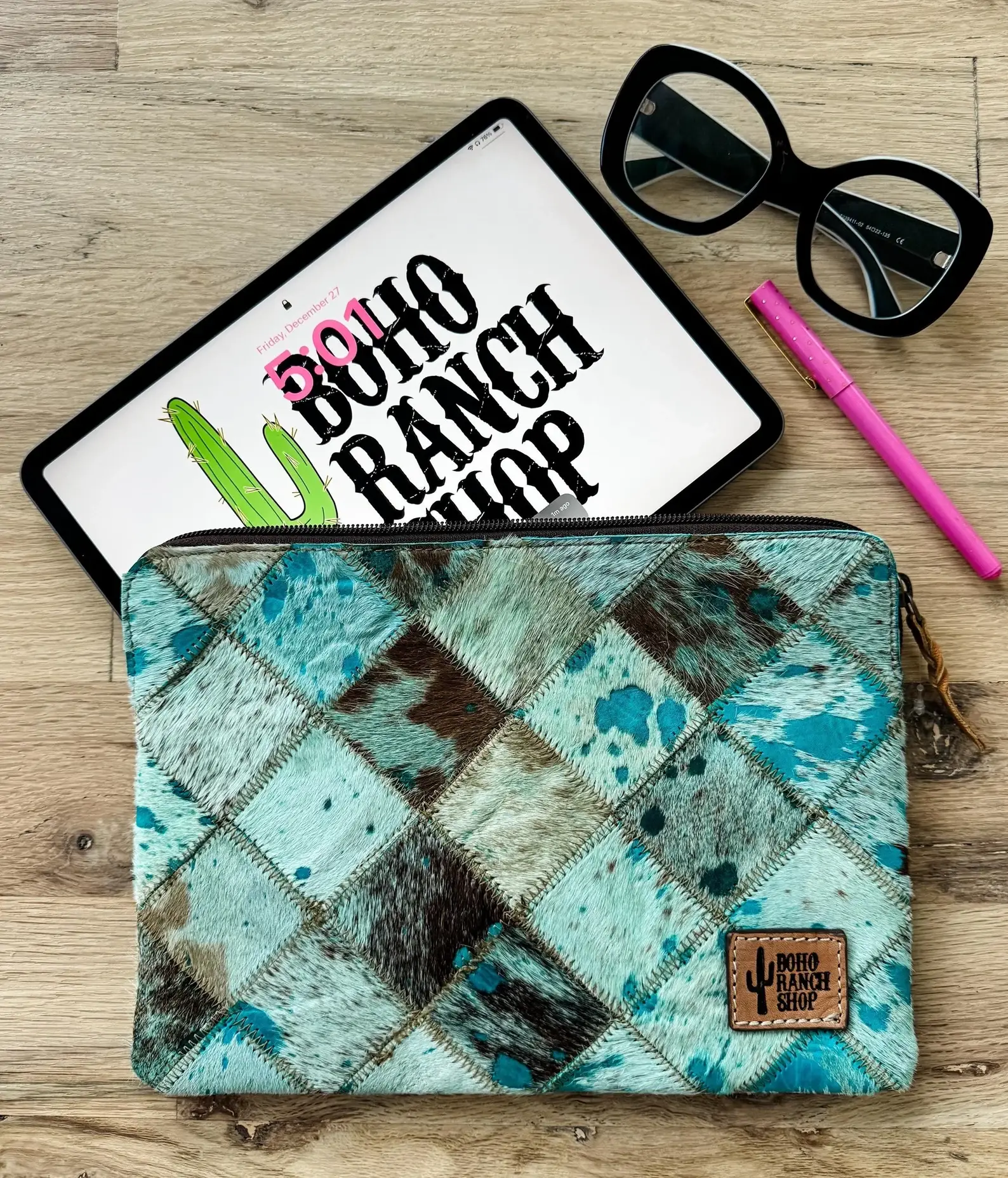 Boho Ranch Shop - Wholesale Laptop/Tablet Case - Women's - Cowhide Laptop Computer tech Sleeve Pouch Case2