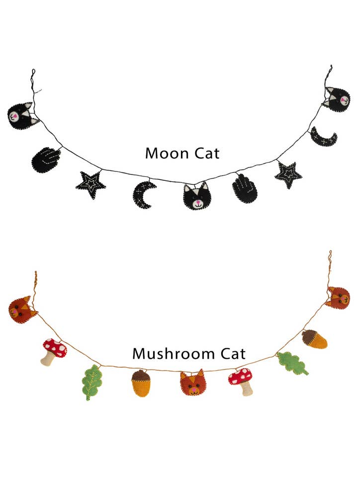 Handmade Wool Felt Cat Tassel Garland Decoration for wholesale by Lakhays Collection Inc.