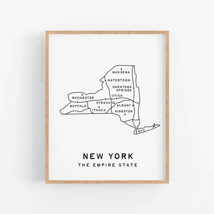 New York Map Art Print for wholesale by Easyhand Goods – formerly Onderkast