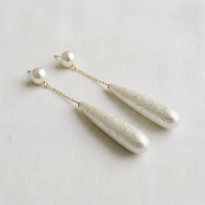 Snowflake Pearl Tassel Earrings for wholesale by Ellemadera