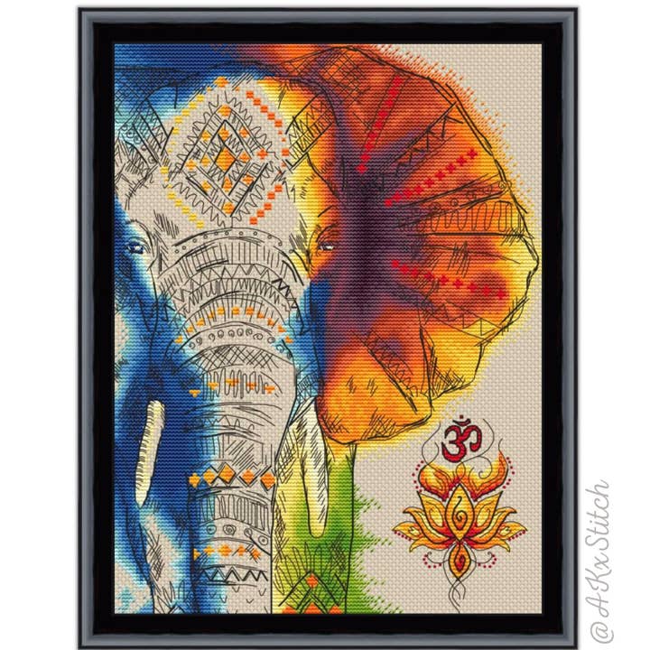 Kit point de croix Om Elephant pour la vente par AKxStitch