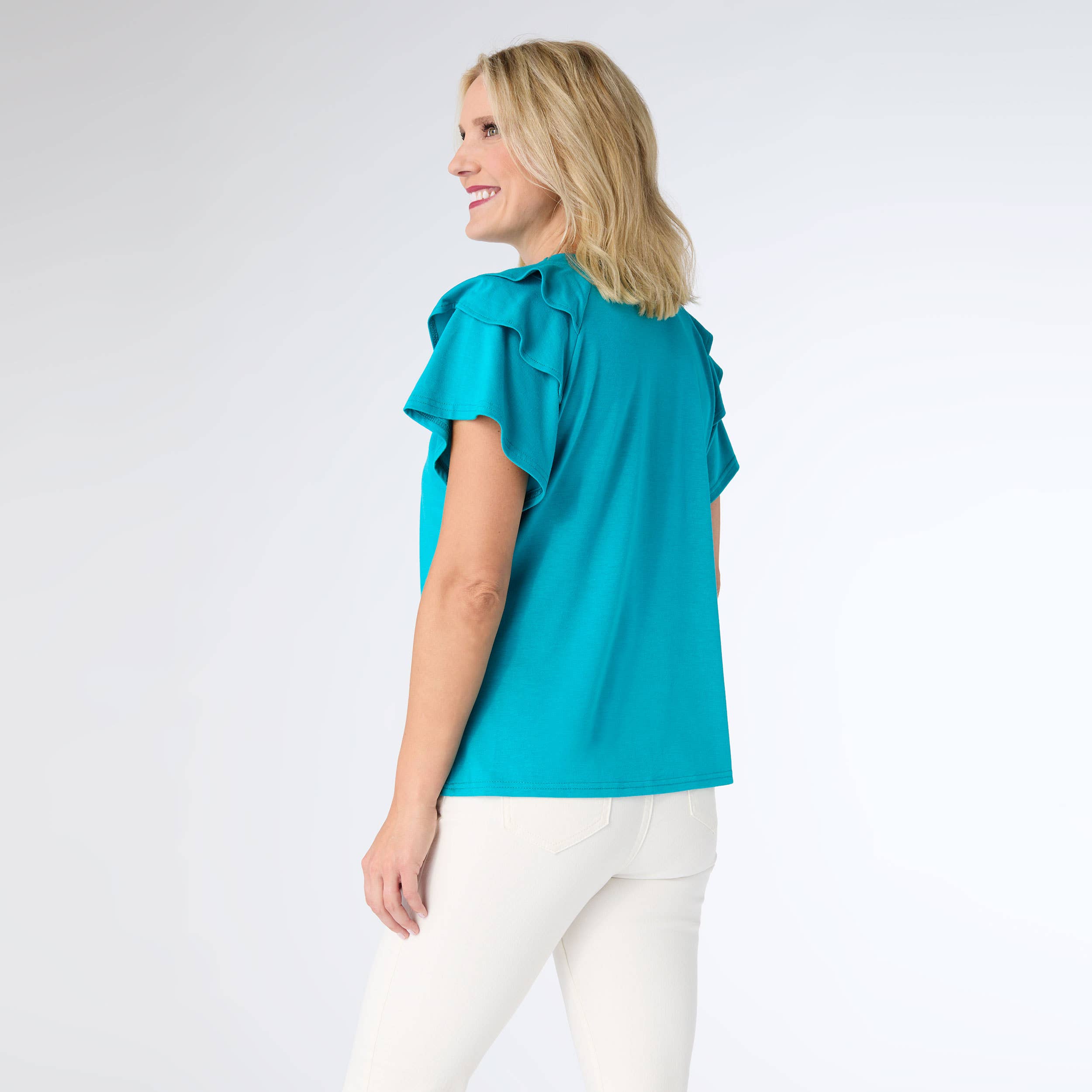 COCO + CARMEN - Wholesale Blouse - Women's - Mandy Cap Sleeve Ruffle Tee10