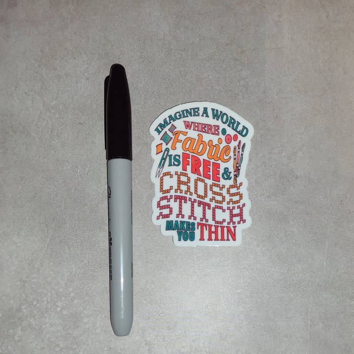 Dancing Dolphin Crafts - Wholesale Sticker - Cross Stitch Sticker - Imagine a World Where Fabric is Free3