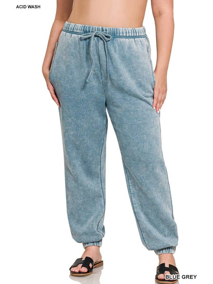 Vanilla Monkey – Engroshandel Loungesweatpants/jogginbukser – til kvinder – Plus Acid Wash Fleece joggingbukser med lommer5