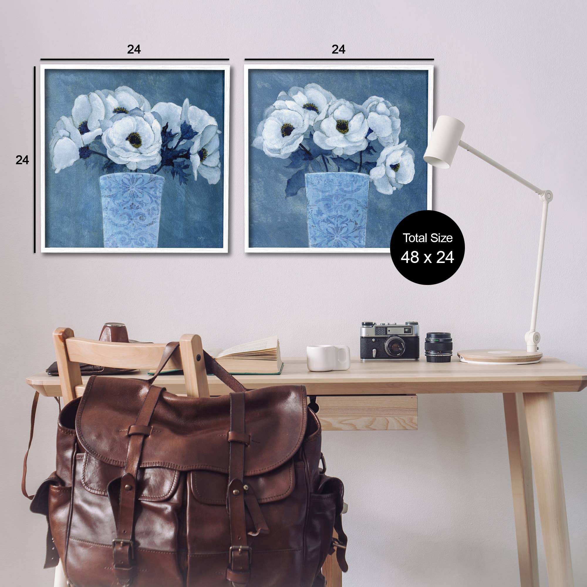 Stupell Industries - Vendita all'ingrosso Decorazione da parete - Bambini e neonati - Bouquet di Magnolie su Arte Incorniciata Blu21