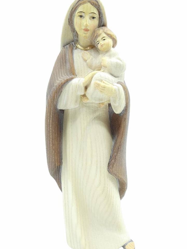 Moderne Madonna med barn i træ 14927 for engroshandel hos Dolfi