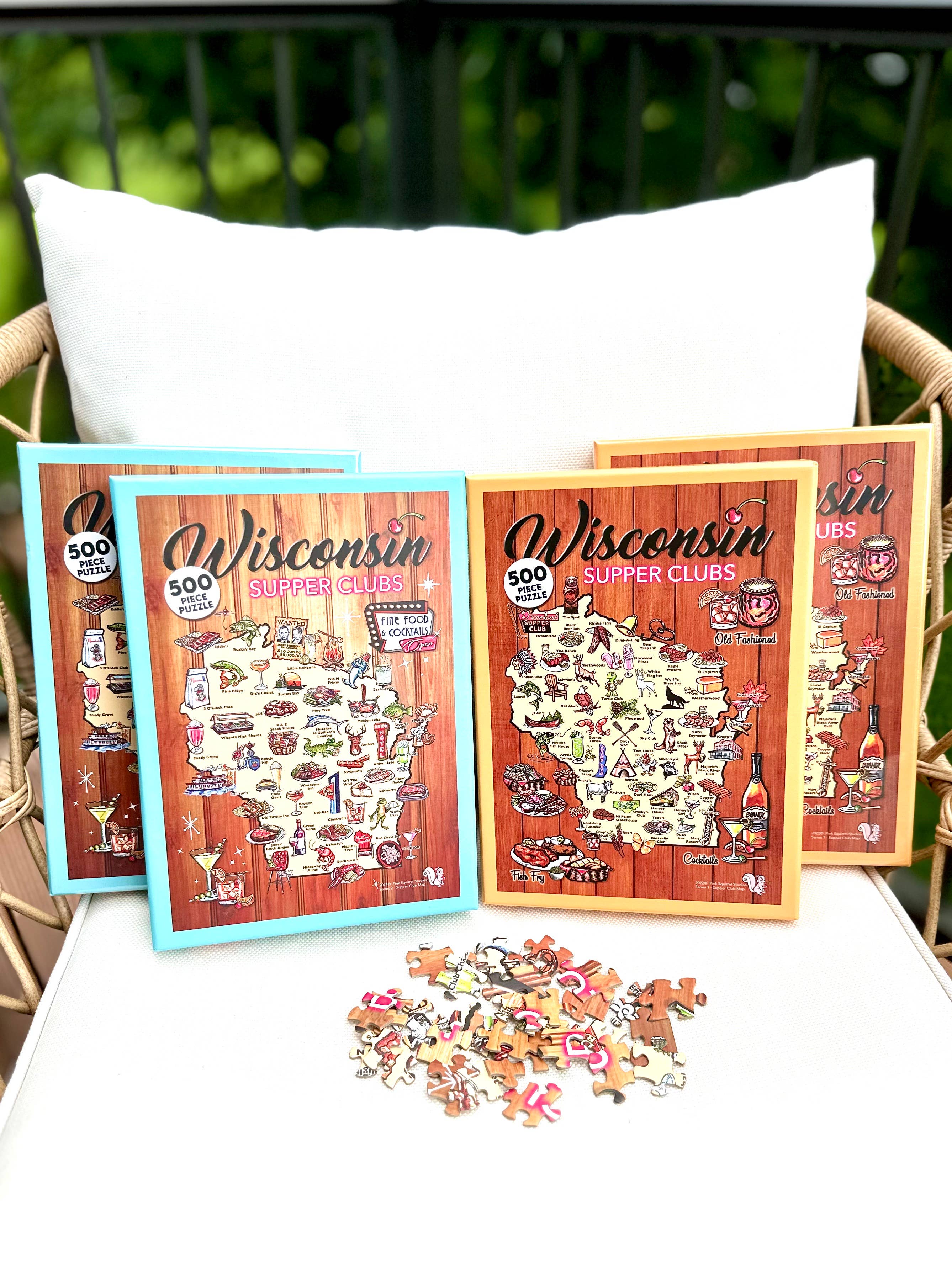 Pink Squirrel Studios - Wholesale Puzzle - Adult - Wisconsin Supper Club Map - Puzzles  500pc (SERIES 1)7
