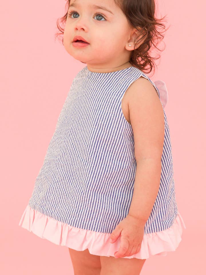 Baby Girls Classic Blue Seersucker Ruffle Swing Top and Bloomer Set
for wholesale on Faire