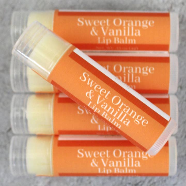 Sweet Orange & Vanilla Beeswax Lip Balm for wholesale by Happy Honey Bee Co.
