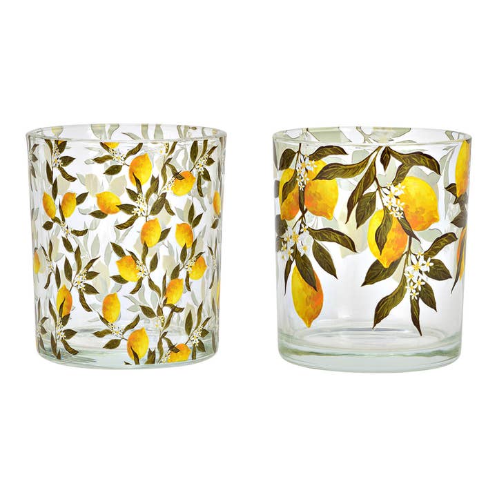 Värmeljushållare Citron Dekor i glas, 2-pack, Gul/Grön (B/H/D) 9x10x9cm för wholesale av Wurm