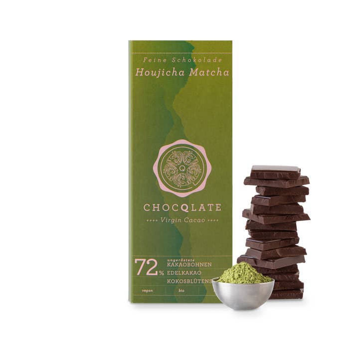 Chocqlate – wholesale Chokladkaka – HOJICHA MATCHA CHOCQLATE ekologisk choklad - 10-pack1