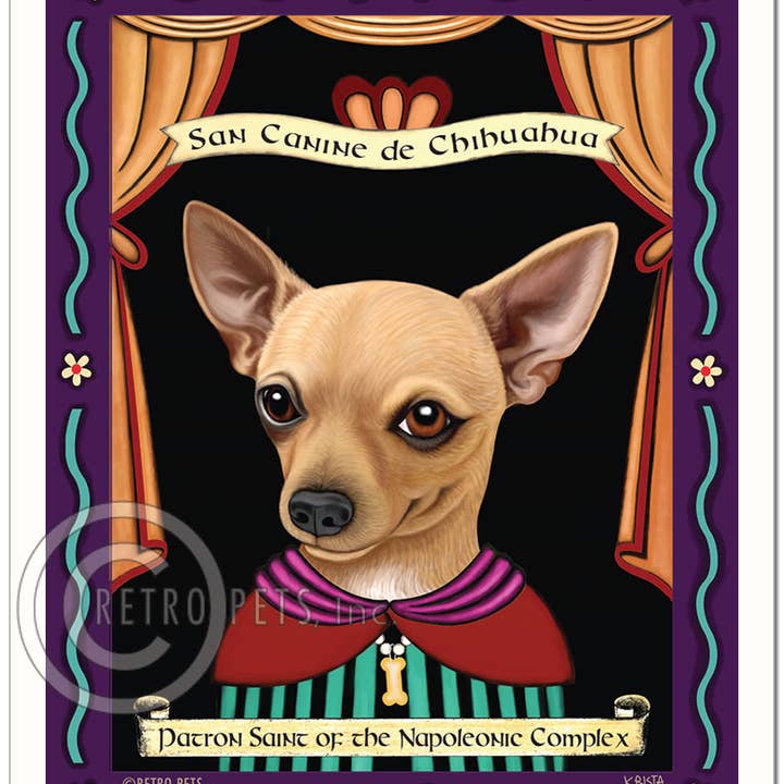 Retro Pets – Großhandel Kunstdruck – P-163 8x10 Kunstdruck „Chihuahua Saint - Buff“