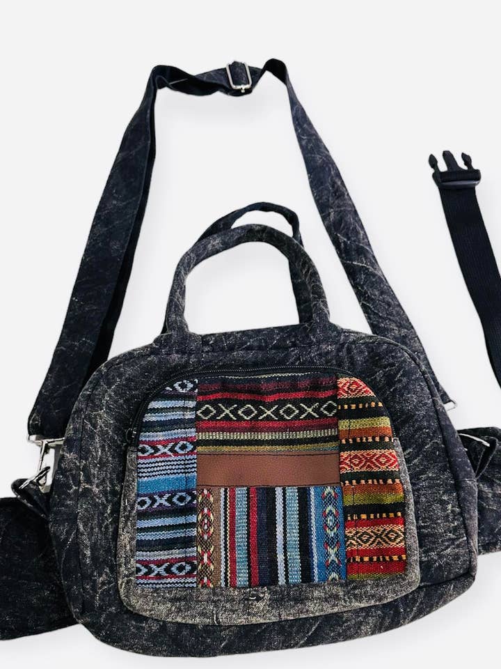 Borsa da viaggio in cotone nero stonewash RIB24375 per la vendita all'ingrosso da parte di Rising International Inc