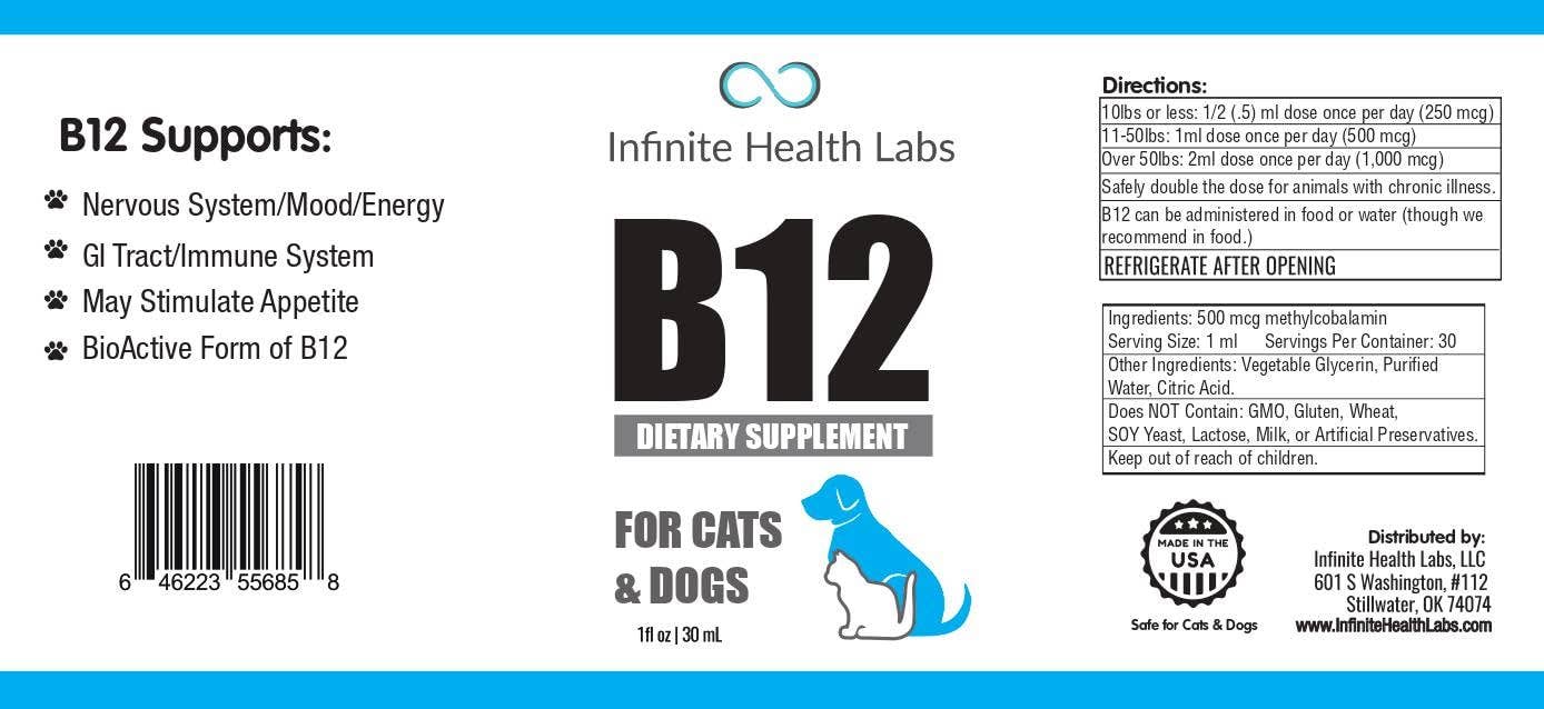 Infinite Health Labs, LLC – wholesale Pet supplement – Cat/dog – Liquid Vitamin B-12 for Dogs and Cats15
