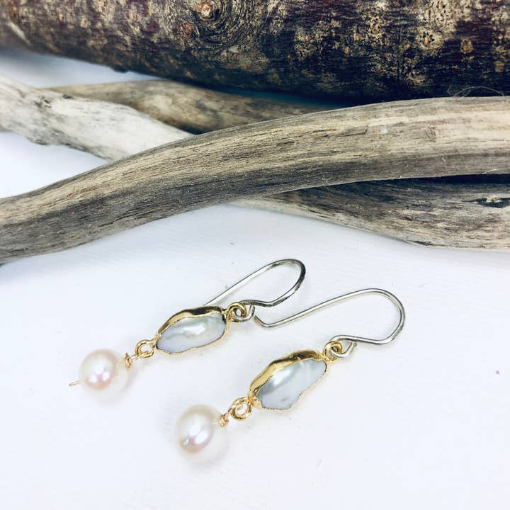 Pearl Daydream Droplet Earrings for wholesale by Laura J Designs