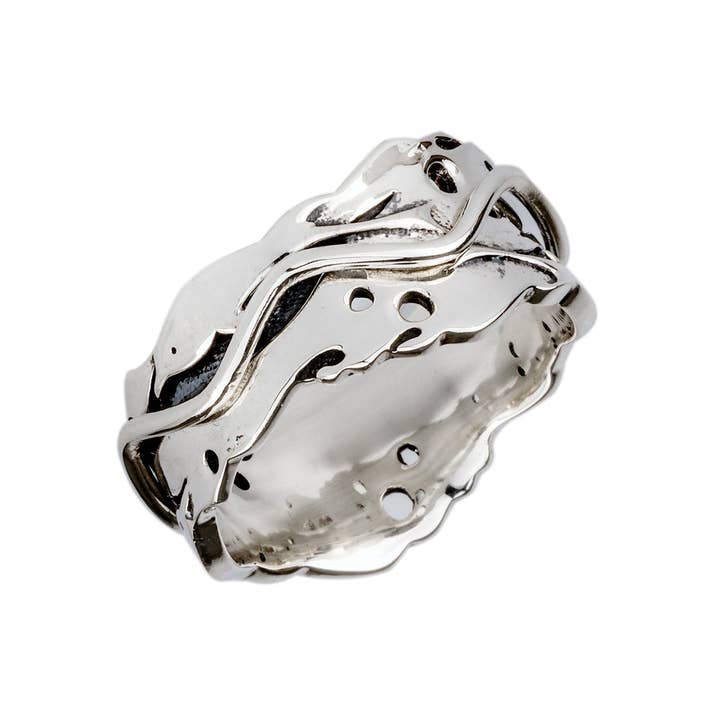 Energy Stone – wholesale Band/Stackad Ring – Delfin dans Sterling Silver Meditation Spinner Ring