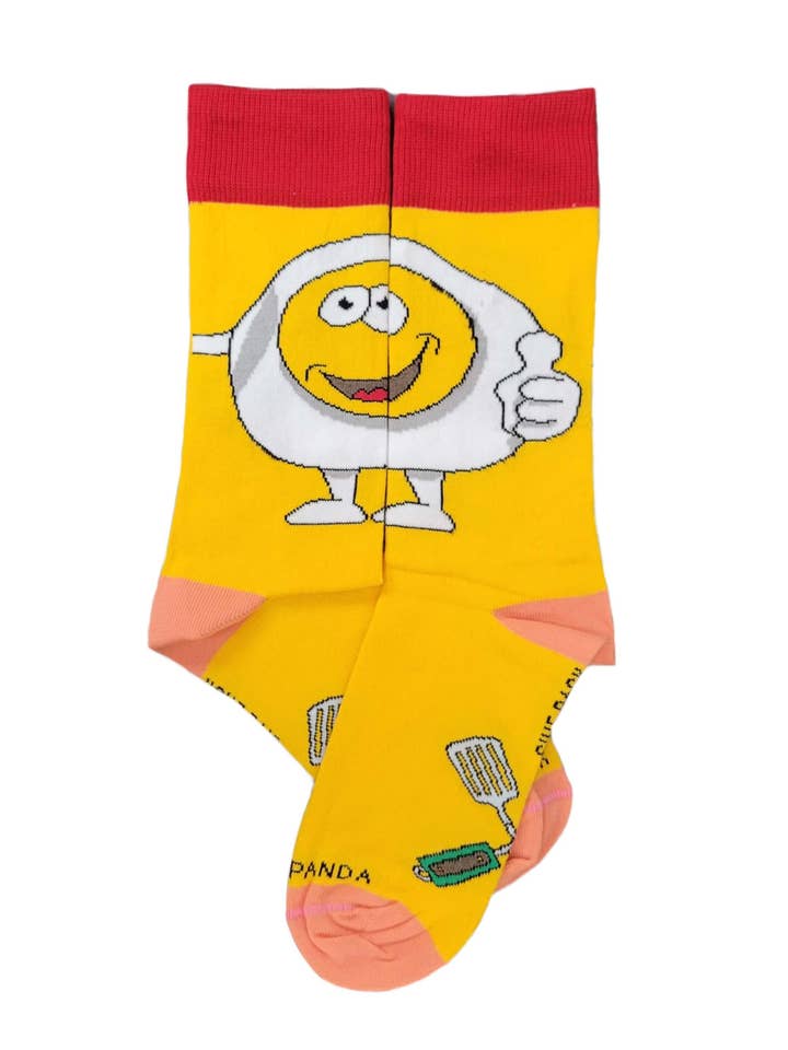 Sock Panda - Wholesale Socks - Unisex - Bacon and Eggs - The Ultimate Partnership Sock (Left / Right) from the Sock Panda (Adult Small)5