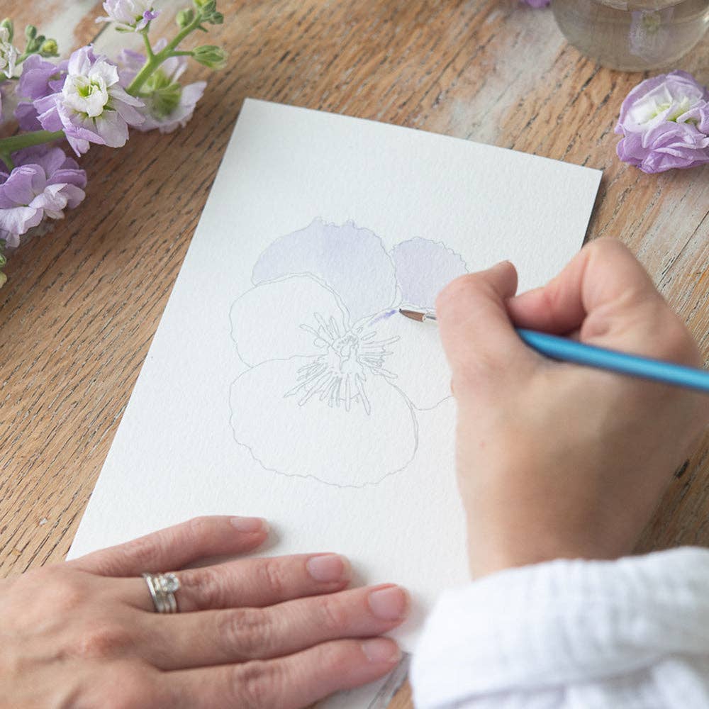 Finding Silver Pennies - Wholesale Paint Set - Paintable Watercolor Flat Note Cards Flowers | Art Kit9