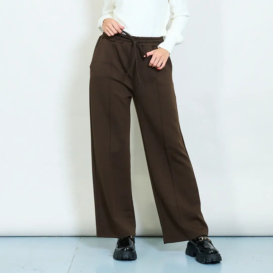 AMELÉ - Vente Pantalon – femme - Pantalon large avec taille élastique et cordon de serrage2