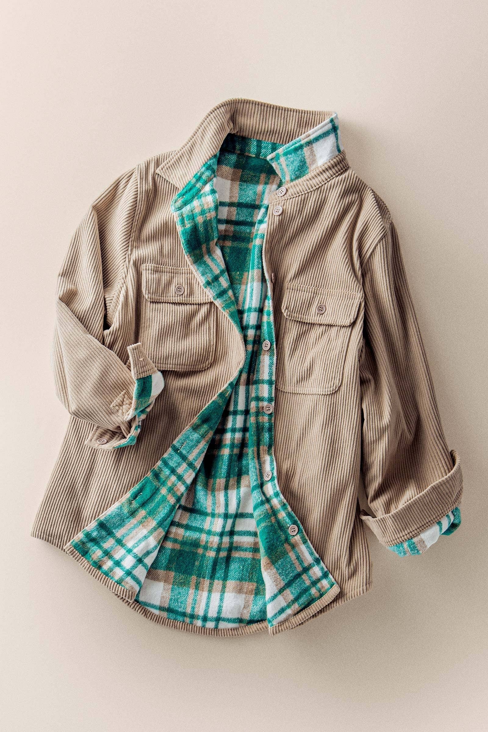 Urban Daizy - Wholesale Shirt Jacket/Shacket - Women's - Plaid Flannel-Lined Corduroy Shacket36