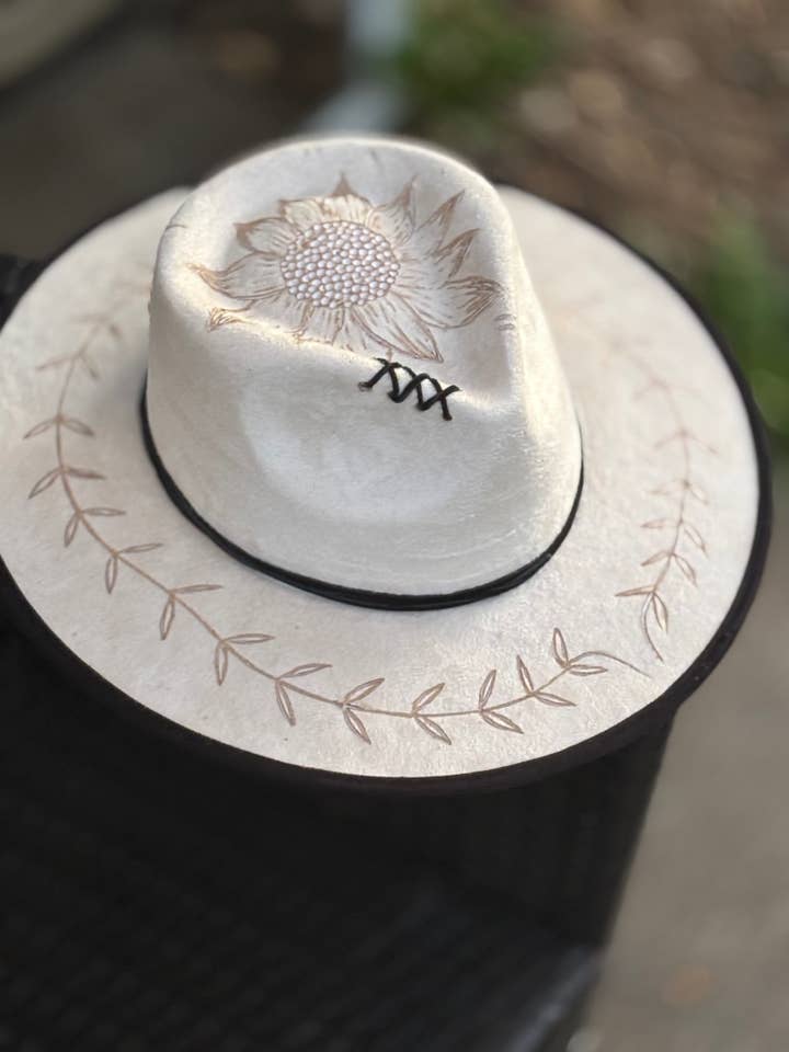Chapéu de Girassol Rancher Queimado à Mão por atacado de Western Skies Boutique