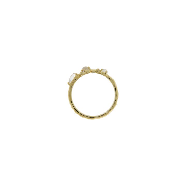 Lupine Lane Co. - Wholesale Multi-Stone Ring - Organic Moonstone and White Sapphire Ring - Gold