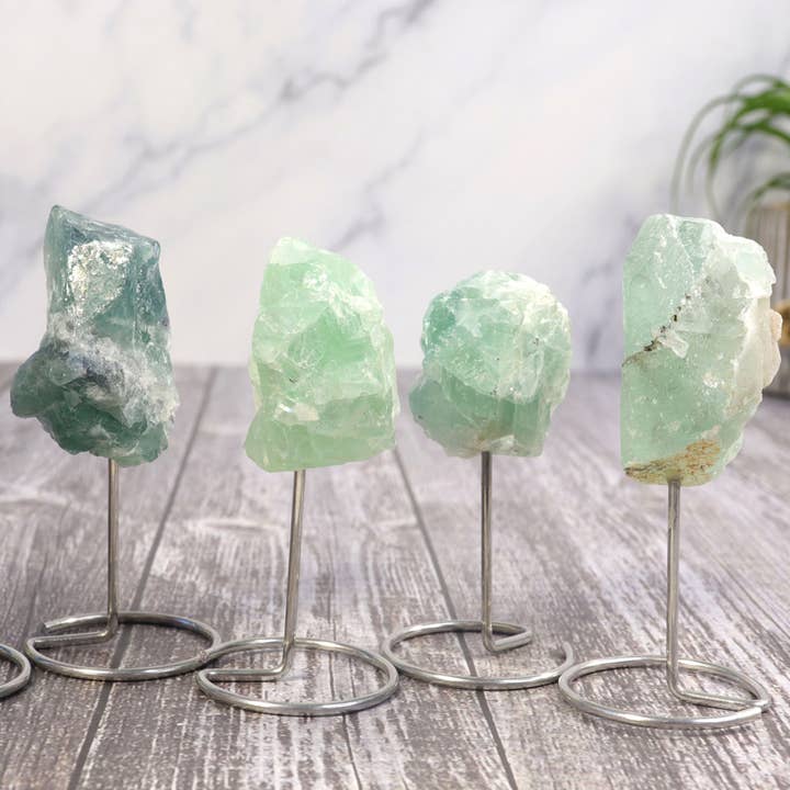 Natures Artifacts Inc - Wholesale Spiritual Stone/Crystal - Mini Fluorite on Silver Metal Base - Fluorite Decor