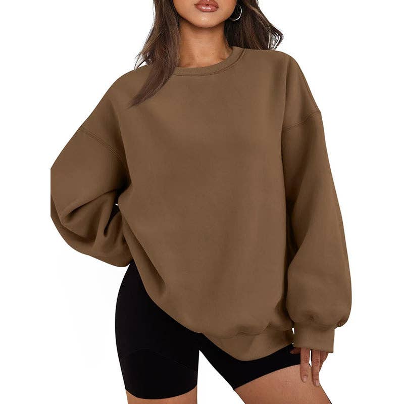 Masyal - Wholesale Sweatshirt - Women's - Women Oversize Solid Mock Neck Sweatshirt for Game Day7
