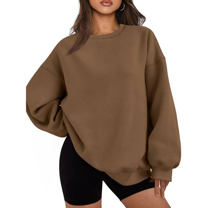 Masyal - Wholesale Sweatshirt - Women's - Women Oversize Solid Mock Neck Sweatshirt for Game Day7