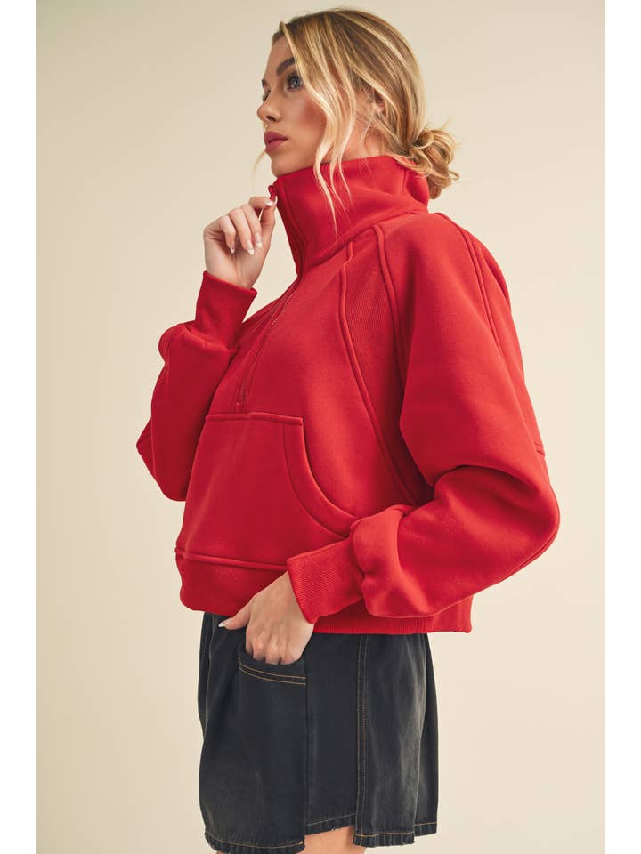 AEMI + CO - Wholesale Sweatshirt – Women's - 950CK Dove Funnel Neck Half Zip 639