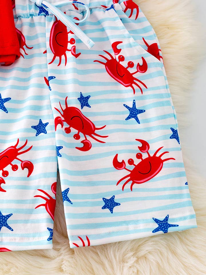 Kids Charm Online - Wholesale Top & Short Set - Kids - Boys crab printed boys set. OFB40097 AMY