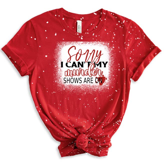 Women's Bleached Graphic Tshirt, True Crime Graphic Tee for wholesale by Crafty Mamas Creationz