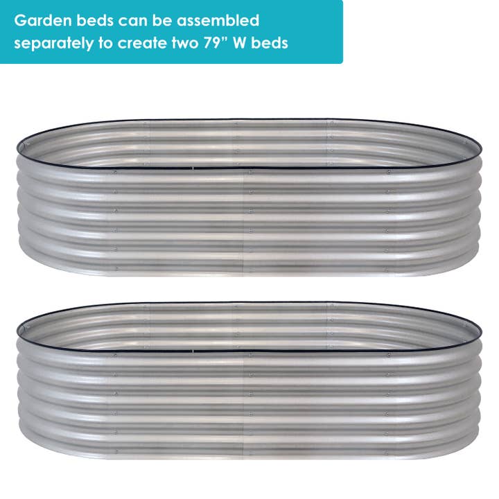 Sunnydaze Decor - Wholesale Planter Box - Steel Oval Raised Garden Bed - Silver - 79 in x 32 in4