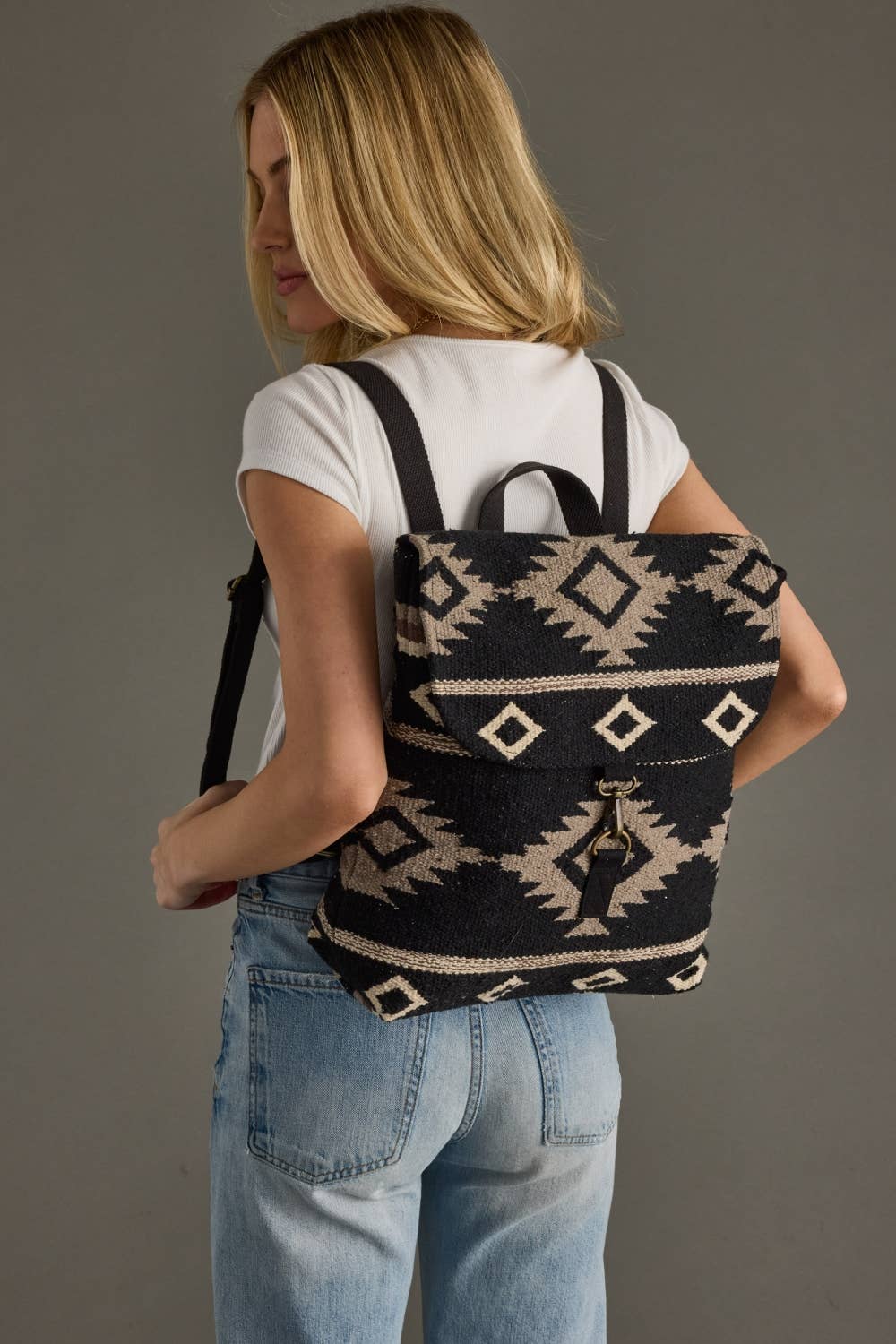 Panache Apparel Co. - Wholesale Backpack - Women's - Black, Taupe & Cream Aztec Backpack0