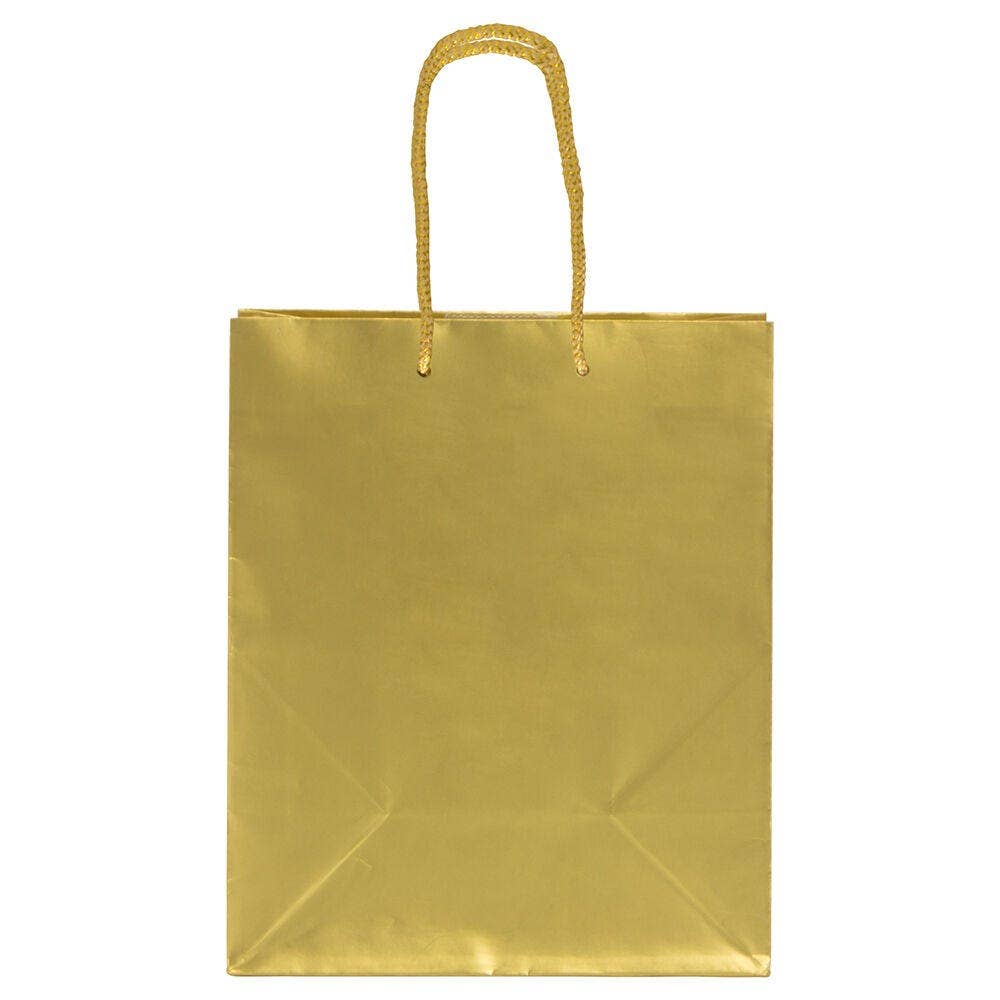 JAM PAPER - Wholesale Gift Bag - Foil Gift Bags w/ Rope Handle, Medium, 8x10x4, Gold, 1PK1