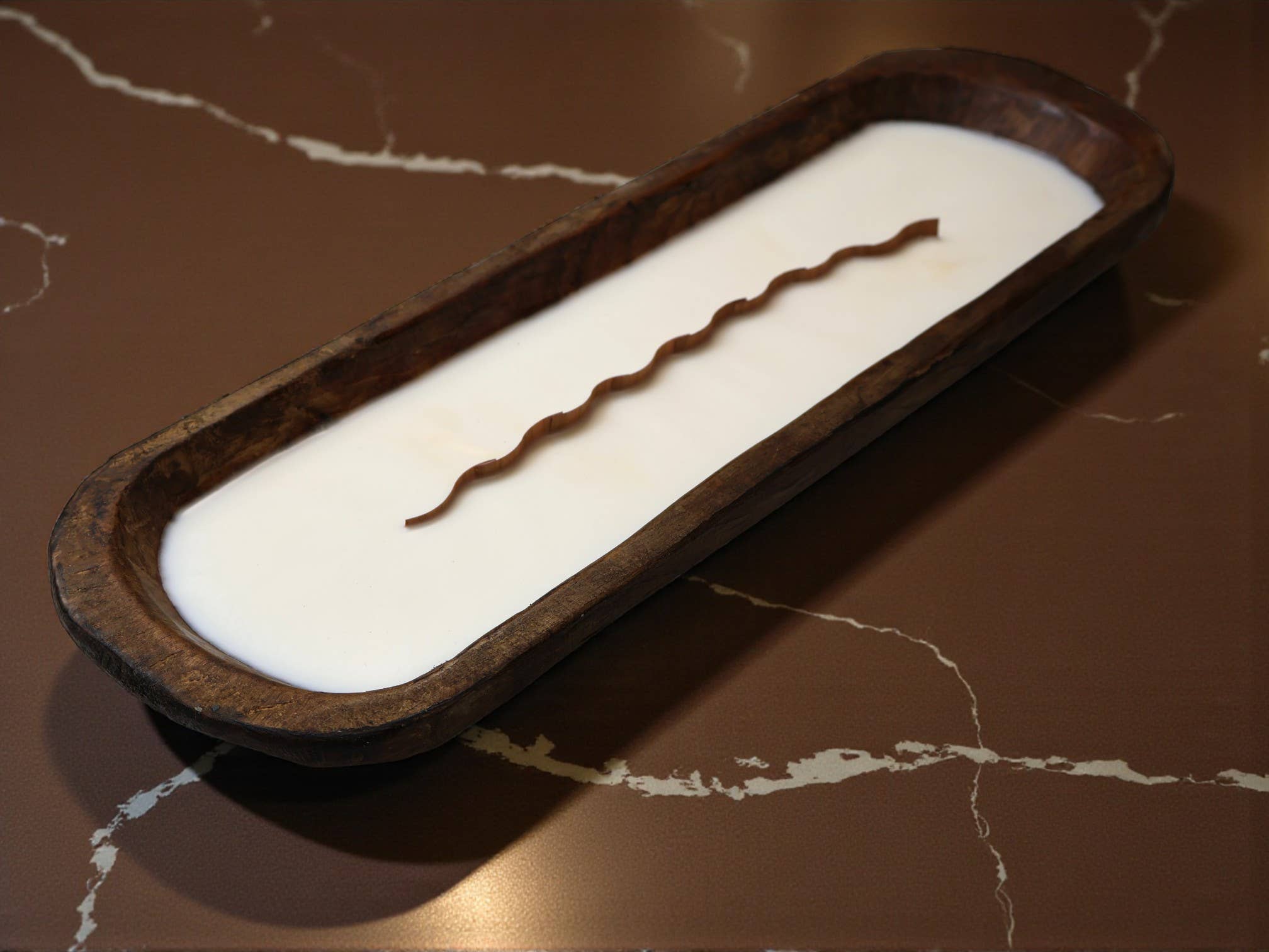 Agaboo Candle – wholesale Jar/filled candle – Wooden Dough Bowl Candle with Wavy Wooden Wick 2x19.5in3