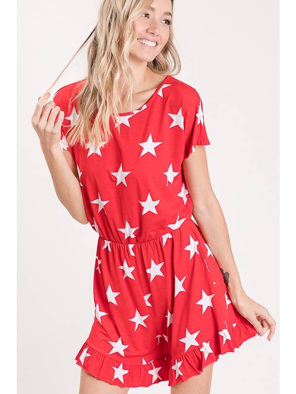 HEIMISH - Wholesale Romper - Women's - SP1030-15 PLUS SHORT SLEEVE ROUND NECK STAR PRINT ROMPER10