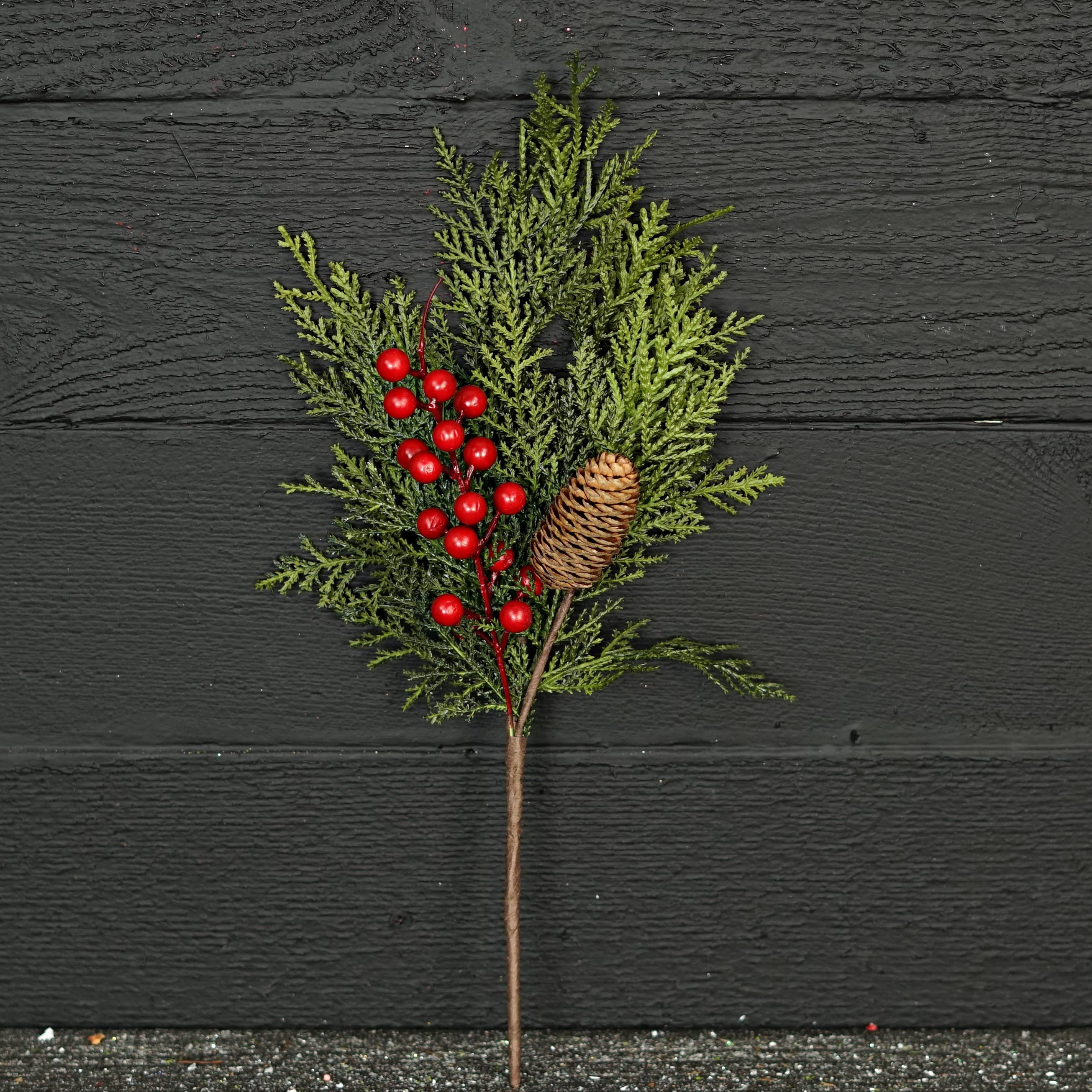 Holiday Depot Inc. - Wholesale Christmas Decoration - 510057- 17in Pick-Superior Real Touch Mix Cedar w.Red Berry-3